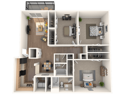 Floor plan for 3 beds, 2 baths, 1600 sqft